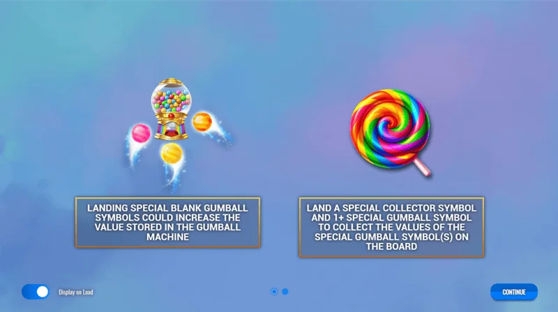 Sweet Candy Cash Stash - κύριο μενού και ρυθμίσεις του slot